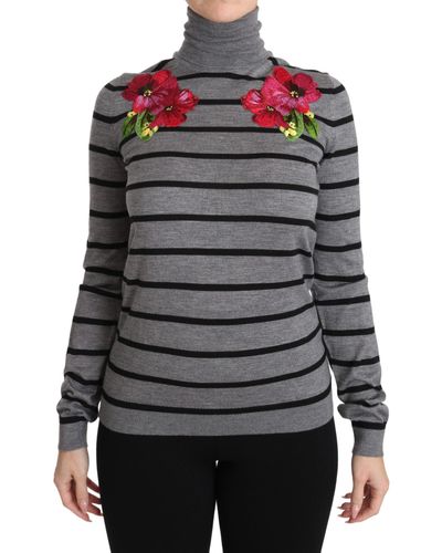 Dolce & Gabbana Dolce Gabbana Gray Cashmere Silk Turtleneck Sweater