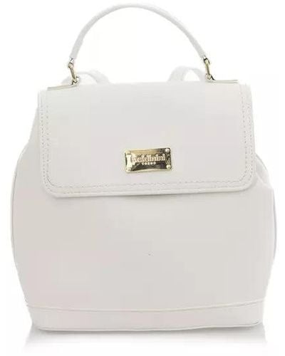 Baldinini Elegant Flap Backpack With Golden Accents - White
