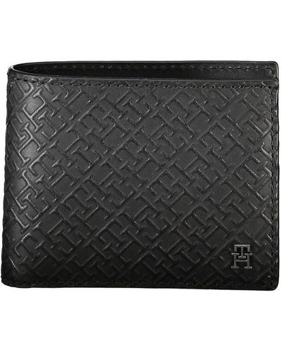 Tommy Hilfiger Elegant Leather Double Card Wallet With Contrast Details - Black