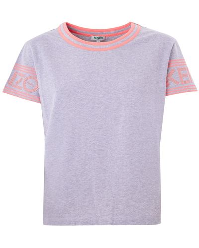 KENZO Chic Cotton Tee With Neon Accents - Purple