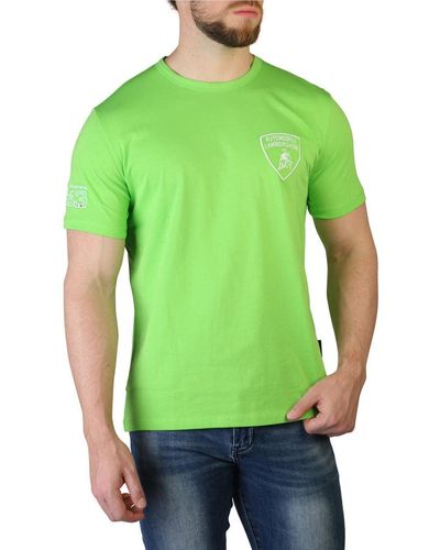 Lamborghini Round Neck Cotton T-shirts - Green