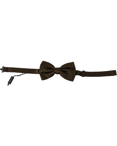 Dolce & Gabbana Polka Dots Silk Adjustable Neck Papillon Bow Tie - Black