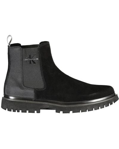 Calvin Klein Chic Monochrome Ankle Boots With Logo Detail - Black