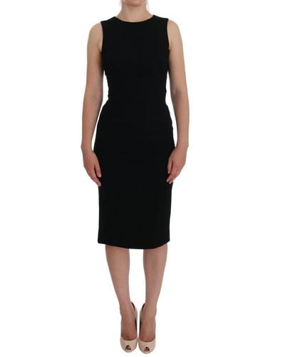 Dolce & Gabbana Elegant Crystal Sheath Knee-Length Dress - Black