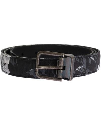 Dolce & Gabbana Dolce Gabbana Cayman Linen Leather Belt - Black