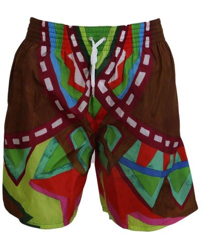 DSquared² Multicolor Printedbeachwear Swimwear Short - Red