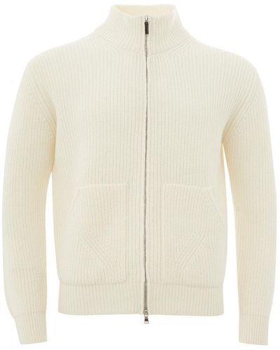 Kangra Zipped Jumper With Front Pockets - White