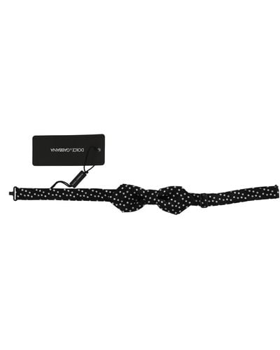 Dolce & Gabbana Polka Dots Silk Adjustable Neck Papillon Bow Tie - Black