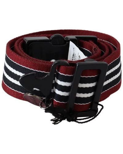 CoSTUME NATIONAL Striped Leather Fashion Belt - Black