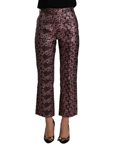 House of Holland High Waist Jacquard Flared Cropped Pants - Multicolor