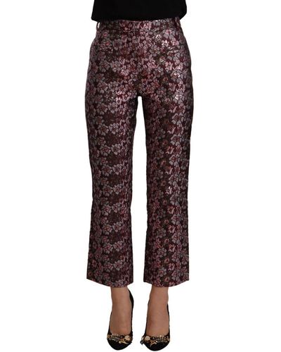 House of Holland Multicolour Floral Jacquard Flared Cropped Trousers