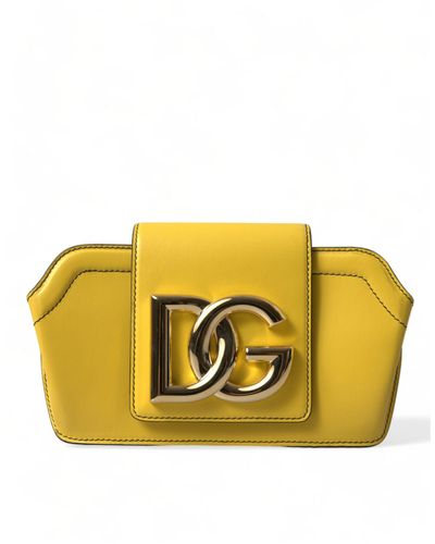 Dolce & Gabbana Yellow Leather Dg Logo Eyewear Sunglasses Case Cover Bag