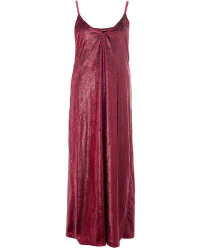 Lardini Straps Long Velvet Dress - Red