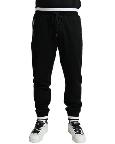 Dolce & Gabbana Black Cotton Logo Sweatpants Jogging Pants