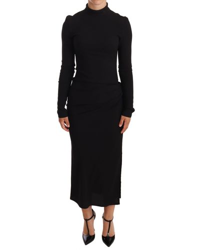 Dolce & Gabbana Elegant Turtleneck Sheath Dress - Black