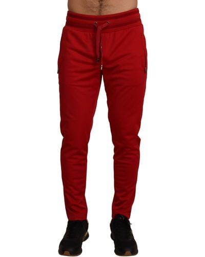Dolce & Gabbana Elegant Casual Sweatpants With Logo Plaque - Red
