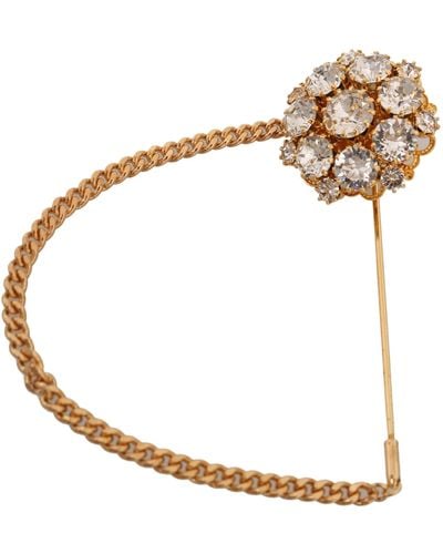 Dolce & Gabbana Crystal Brooch Pin - Metallic
