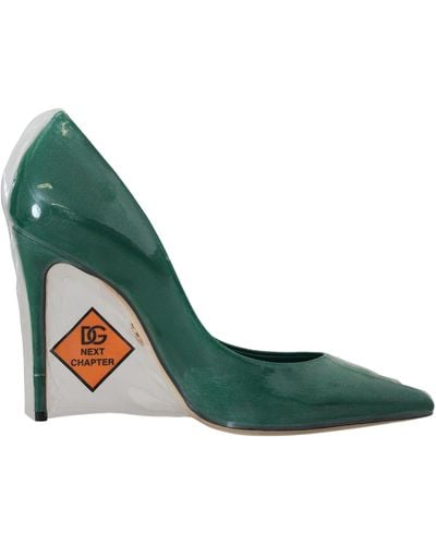 Dolce & Gabbana Emerald Elegance Leather Heels Pumps - Green