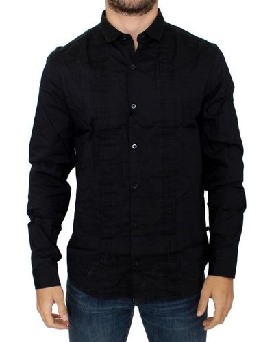 CoSTUME NATIONAL Cotton Slim Fit Shirt Black Sig10365