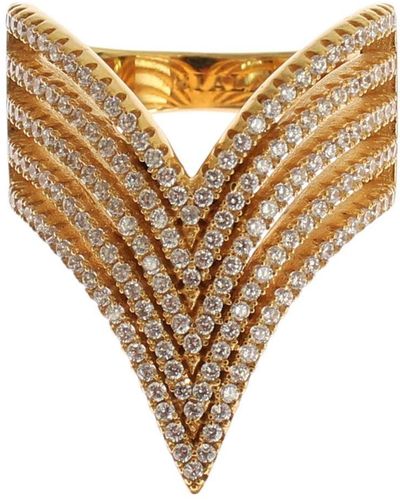 Nialaya Glamorous Plated Crystal Ring - Metallic