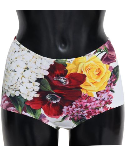 Dolce & Gabbana Floral Print Swimwear Beachwear Bikini Bottom - Black