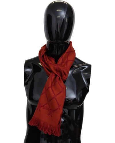 Missoni Patterned Wool Knit Unisex Neck Wrap Scarf - Red