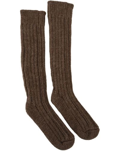 Dolce & Gabbana Chic Wool Blend Over-Calf Socks - Brown