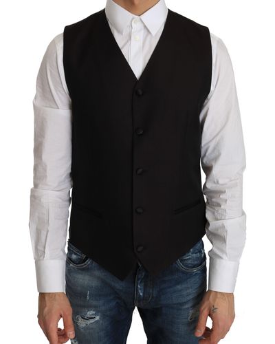 Dolce & Gabbana Elegant Silk Blend Formal Vest - Black