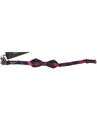 Dolce & Gabbana Red Checkered 100% Silk Adjustable Neck Bow Tie - Multicolor