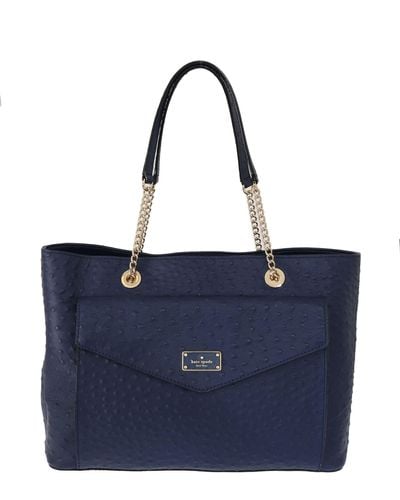 Kate Spade Elegant Ostrich Leather Handbag - Blue