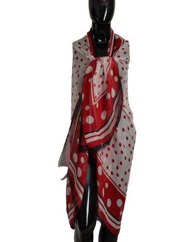 Dolce & Gabbana Brand New Polka Dot Silk Shawl Wrap Scarf - Red