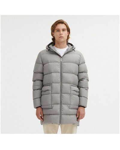 Centogrammi Dove Gray Hooded Feather Padded Jacket