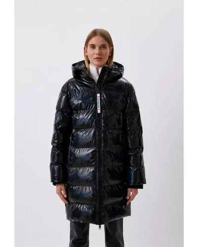 Love Moschino Long Down Jacket With Painted Effect - Blue