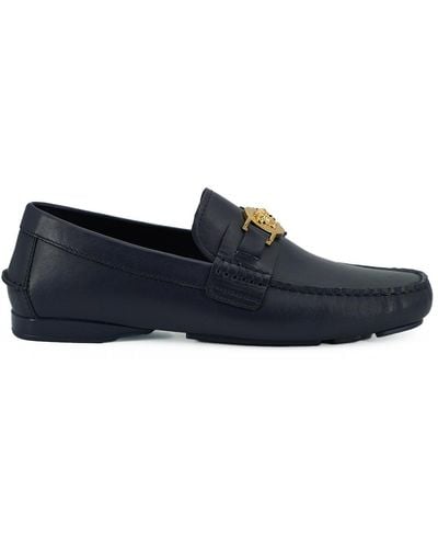Versace Elegant Calf Leather Loafers - Blue