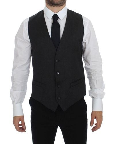Dolce & Gabbana Dolce Gabbana Wool Stretch Dress Vest Gilet Weste - Black