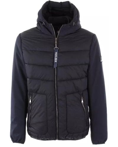 Yes-Zee Quilted Down Softshell Hooded Jacket - Blue
