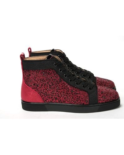 Christian Louboutin Red Black Louis Junior Spikes Sneaker Shoes