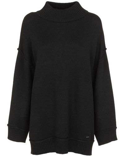 Imperfect Elegant Turtleneck Wool-Blend Sweater - Black