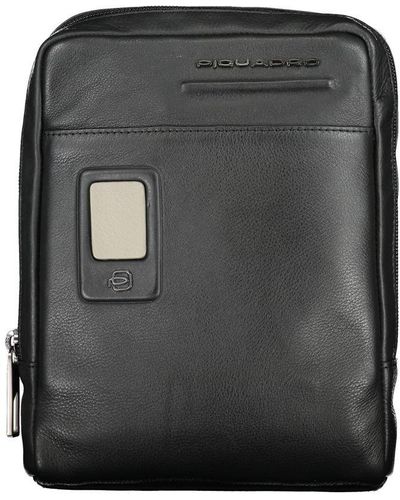 Piquadro Elegant Leather Shoulder Bag - Black