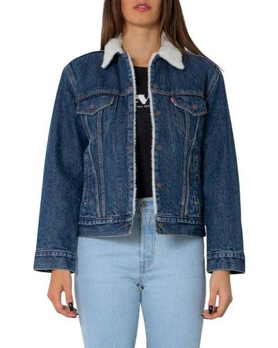 Levi's Plus Size Ex-boyfriend Sherpa Trucker Jacket Rough And Tumble - Blue