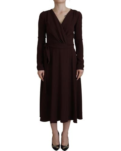 Dolce & Gabbana Elegant Long Sleeve Wrap Dress - Black