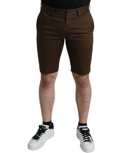 Dolce & Gabbana Brown Cotton Stretch Men Bermuda Shorts - Black