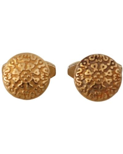 Dolce & Gabbana Gold Plated Brass Round Pincufflinks - Black