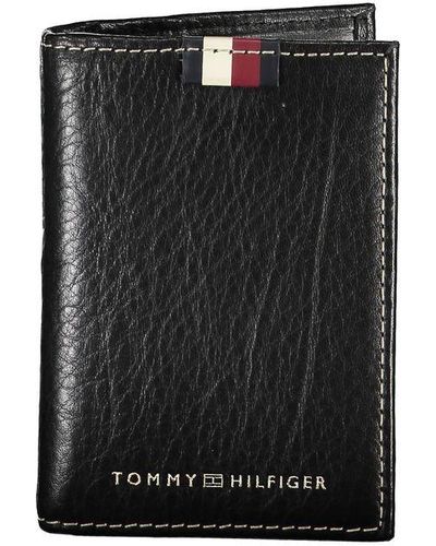 Tommy Hilfiger Elegant Leather Card Holder With Contrast Detailing - Black