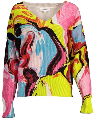 Desigual Chic V-Neck Shirt With Contrasting Accents - Multicolor