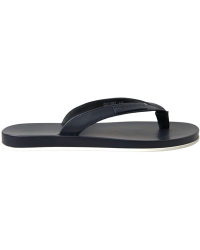 Dolce & Gabbana Blue Leather Sandals Slippers Beachwearshoes - Black