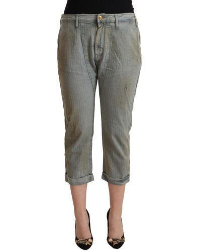 CYCLE Gray 100% Cotton Mid Waist Skinny Cropped Pants