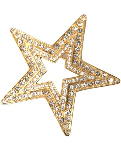 Dolce & Gabbana Gold Tone Brass Star Crystal Embellished Accessory Pin - Metallic