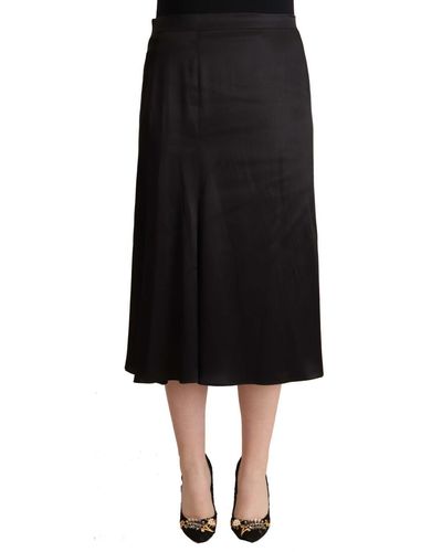 Blumarine Elegant High Waist Midi Skirt - Black