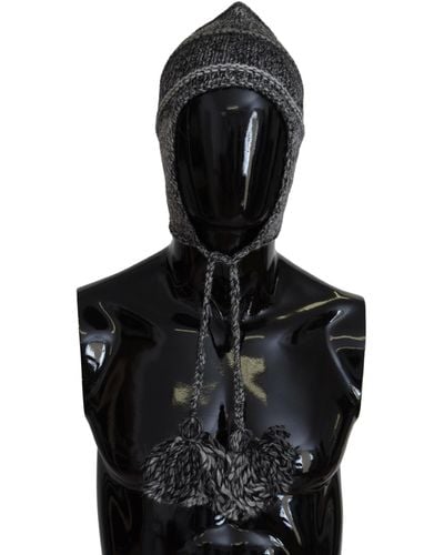 Dolce & Gabbana Warm Fleece Ear Flaps Knit Beanie Hat - Black